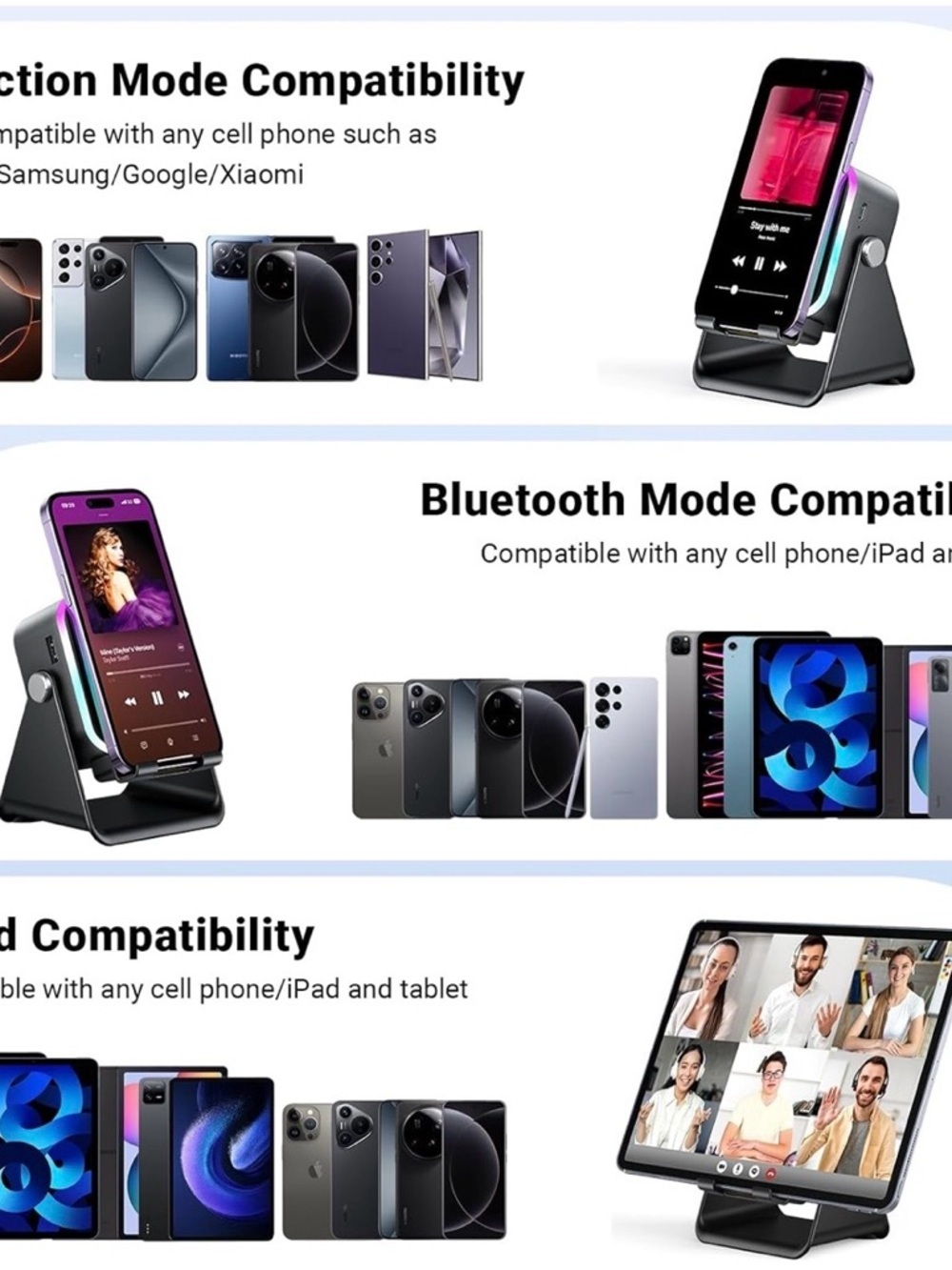 Induction Speaker With Phone Stand 5 In 1 Wireless Bluetooth Audio  WI-FI, Black - Picture 8 of 16